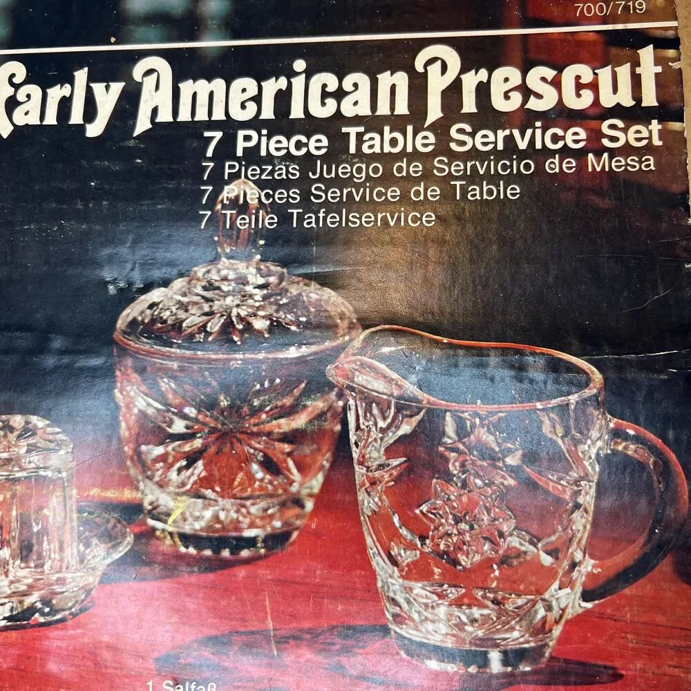 Vintage Anchor Hocking Early American Prescut 7-Piece Glass Set